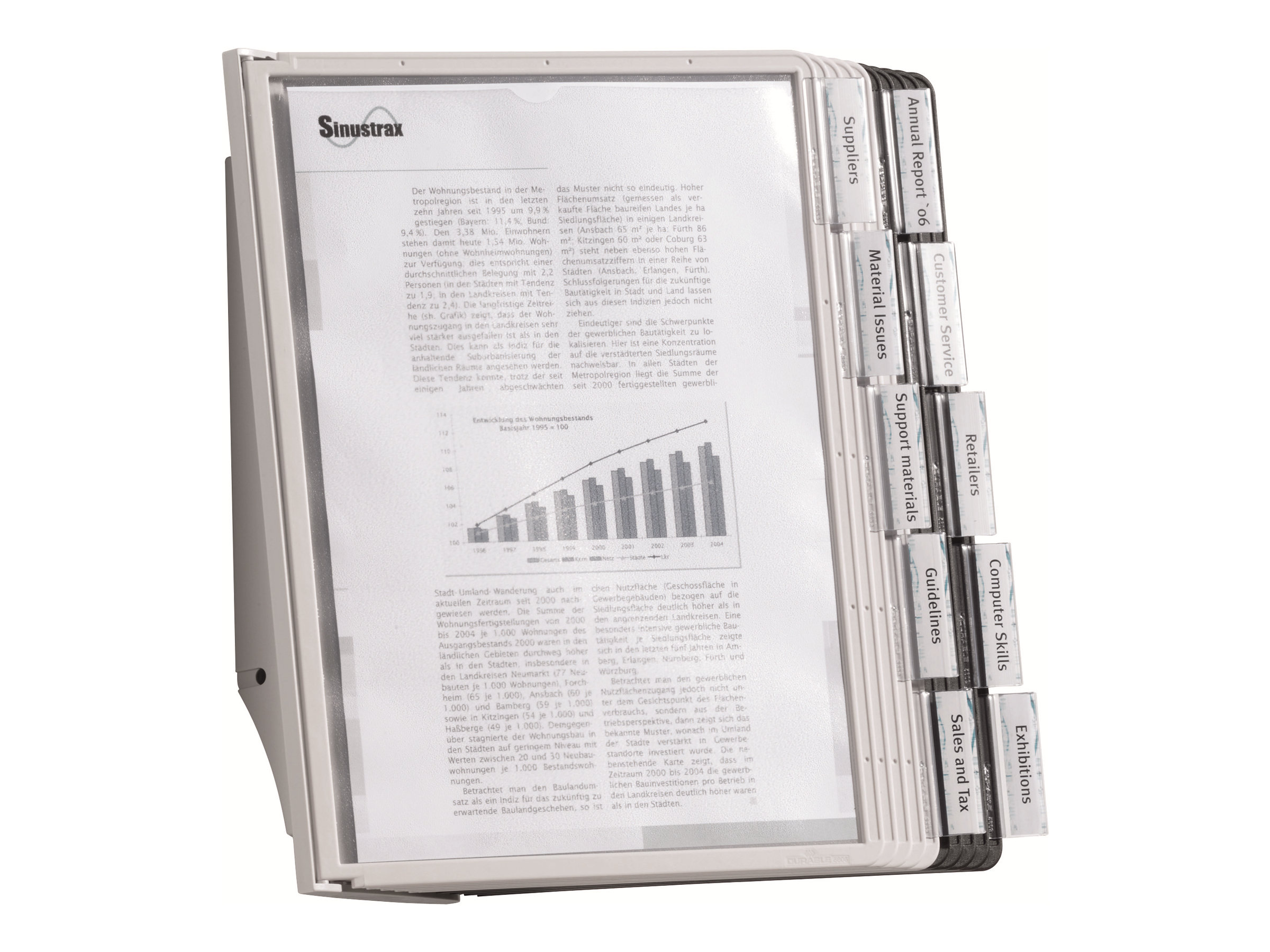 DURABLE Sichttafelsystem SHERPA Display System Wall 10 563122 DIN A4 farbsortiert mit 10 St Sichttafeln, 1 St