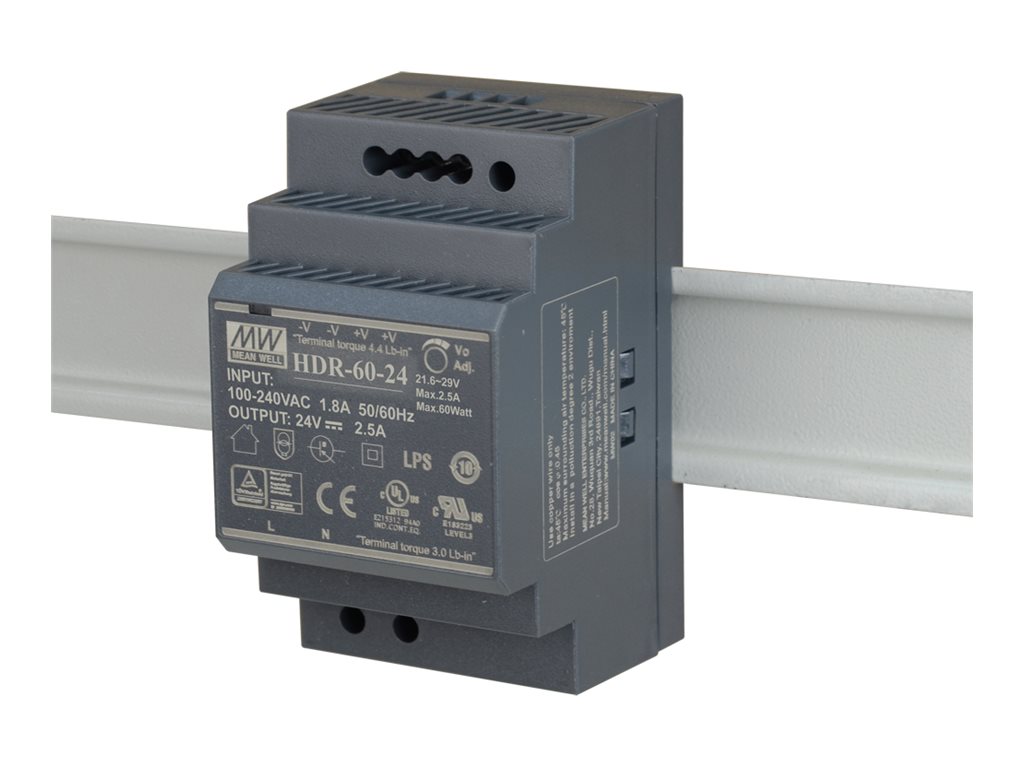D-LINK DIS-H60-24 60W 24VDC Ultra Slim DIN Rail Industrie Netzteil Ultra slim design with 17,5mm 1SU width