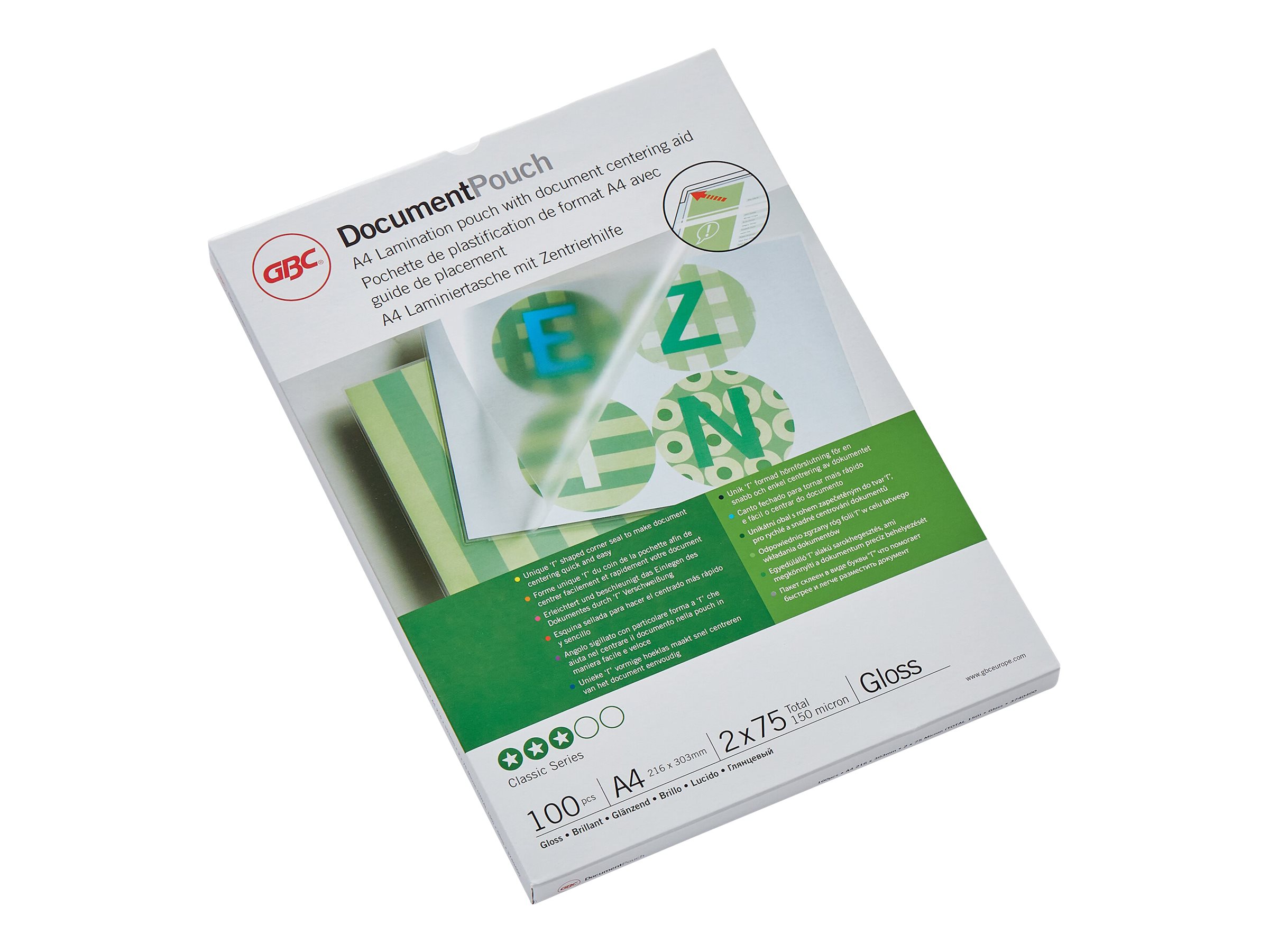 100 GBC Laminierfolien glaenzend fuer A4 75 micron 100 GBC Laminierfolien glaenzend fuer A4 75 micron