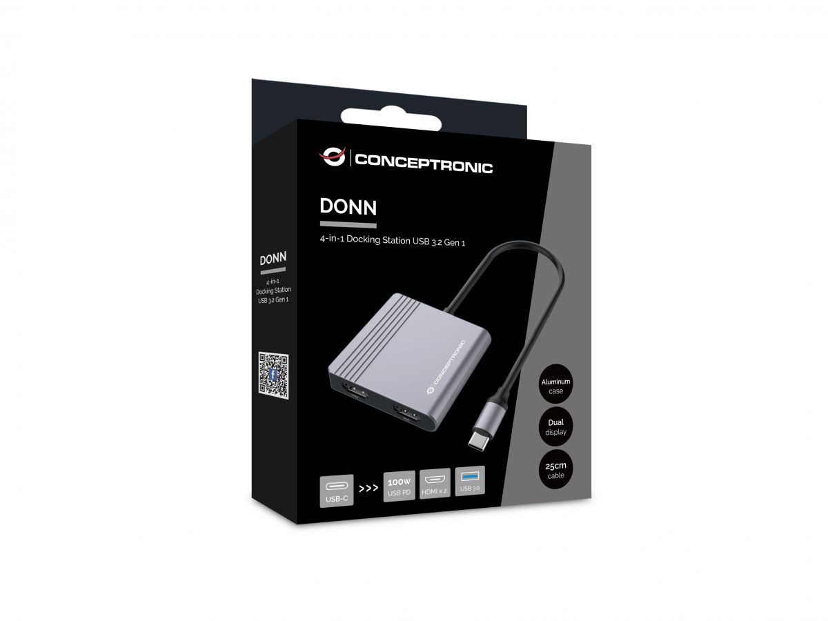 CONCEPTRONIC 41 Dock USBC2xHDMIUSBA100WPD 25cm gr