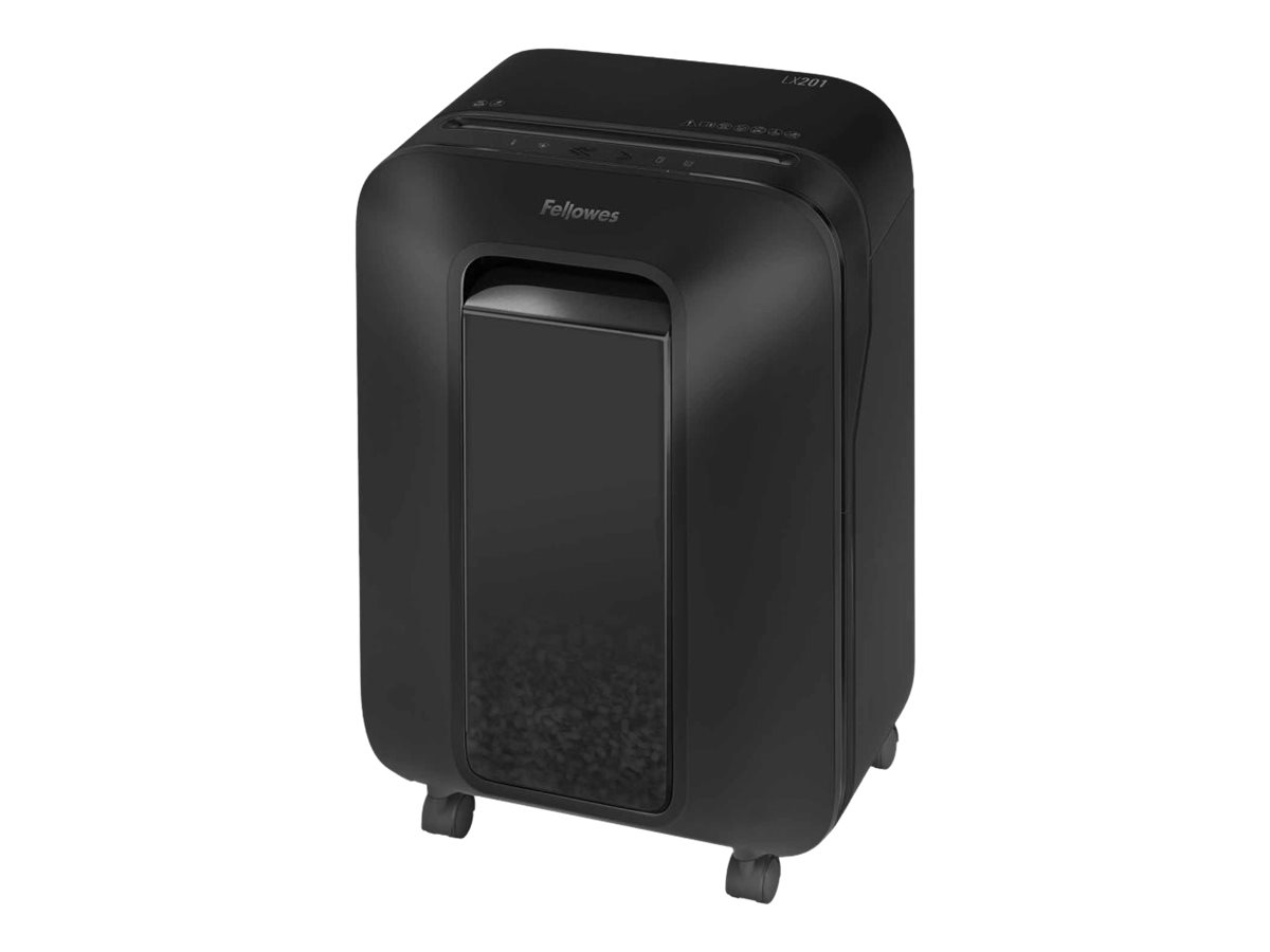 Fellowes Powershred LX 201 Aktenvernichter mit Partikelschnitt P-5, 2 x 12 mm, bis 11 Blatt, schwarz