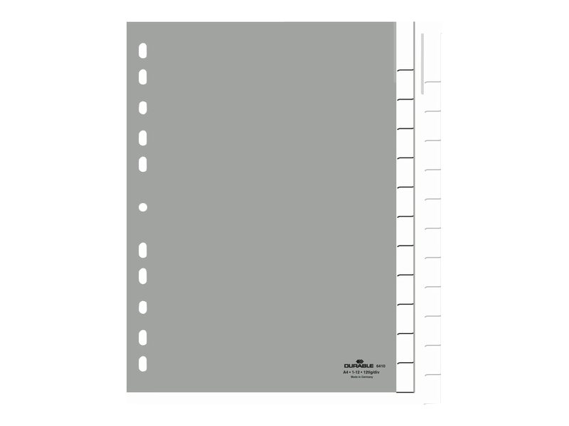 DURABLE Ordnerregister Vollformat Jan.-Dez. grau 12-teilig mit Wechseltaben, 1 Satz DURABLE Ordnerregister Vollformat Jan.-Dez. grau 12-teilig mit Wechseltaben, 1 Satz