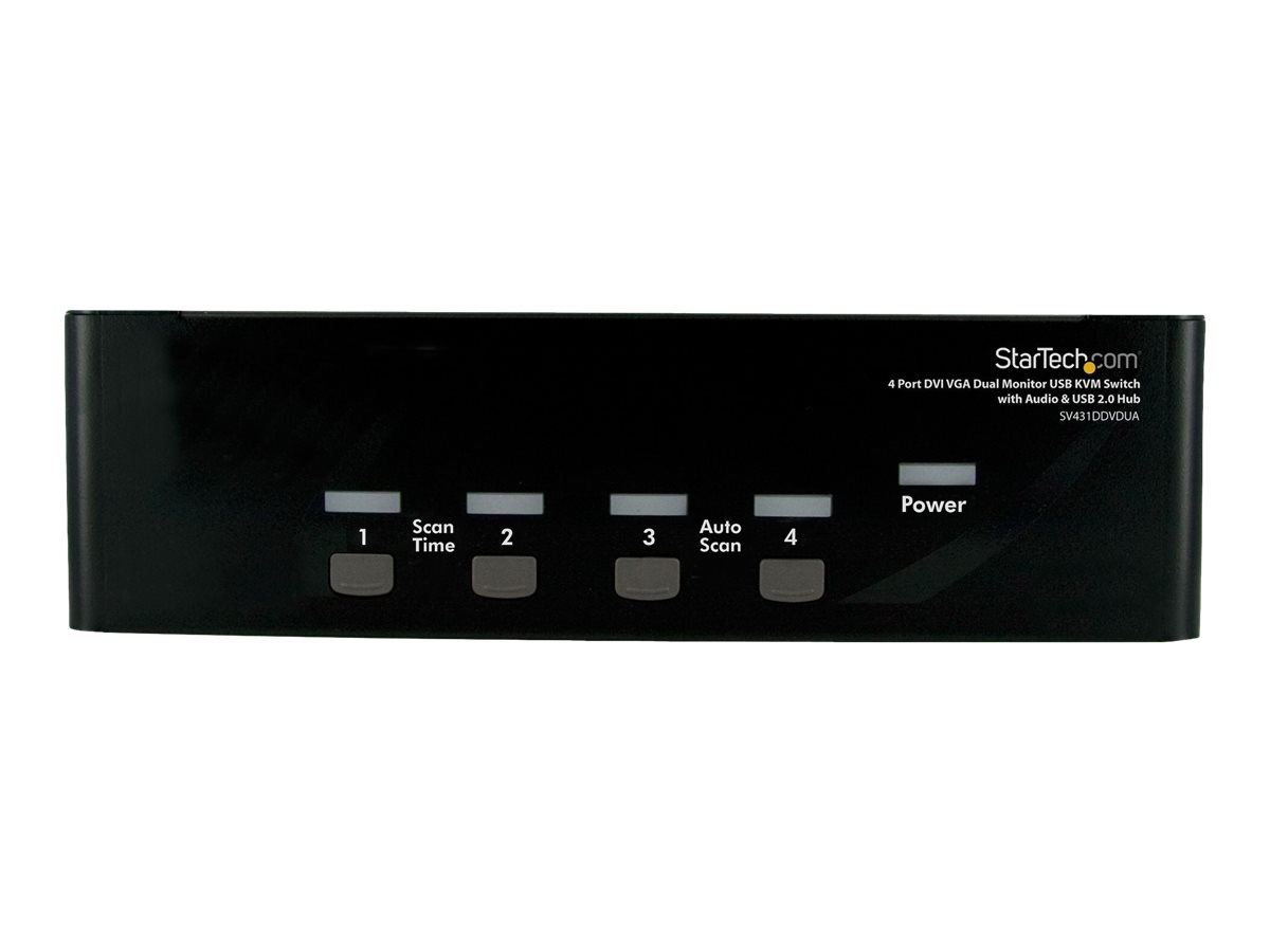 StarTech.com 4 Port DVI KVM USB Switch - 4-fach DVI Umschalter mit USB Hub - KVM-/Audio-/USB-Switch - 4 Anschlüsse