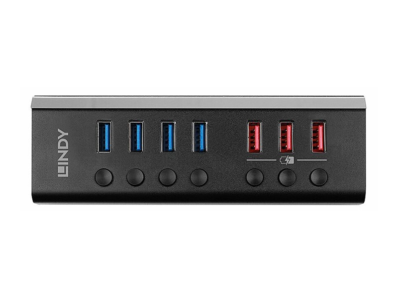 4 Port USB 3.0 Hub mit 3 Schnelladeports