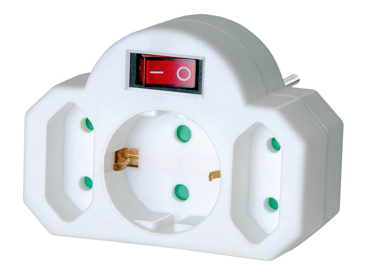 Brennenstuhl Adapterstecker 2x Euro + 1x Schutzkontakt mit Schalter, weiss Brennenstuhl Adapterstecker 2x Euro + 1x Schutzkontakt mit Schalter, weiss