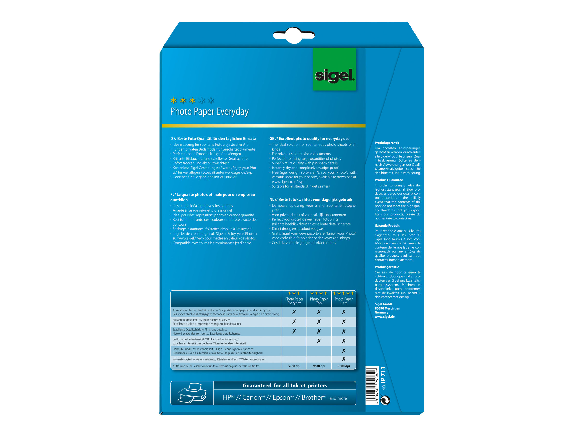 SIGEL Fotopapier IP713 DIN A4 hochglaenzend 170 g/qm 20 Blatt SIGEL Fotopapier IP713 DIN A4 hochglaenzend 170 g/qm 20 Blatt