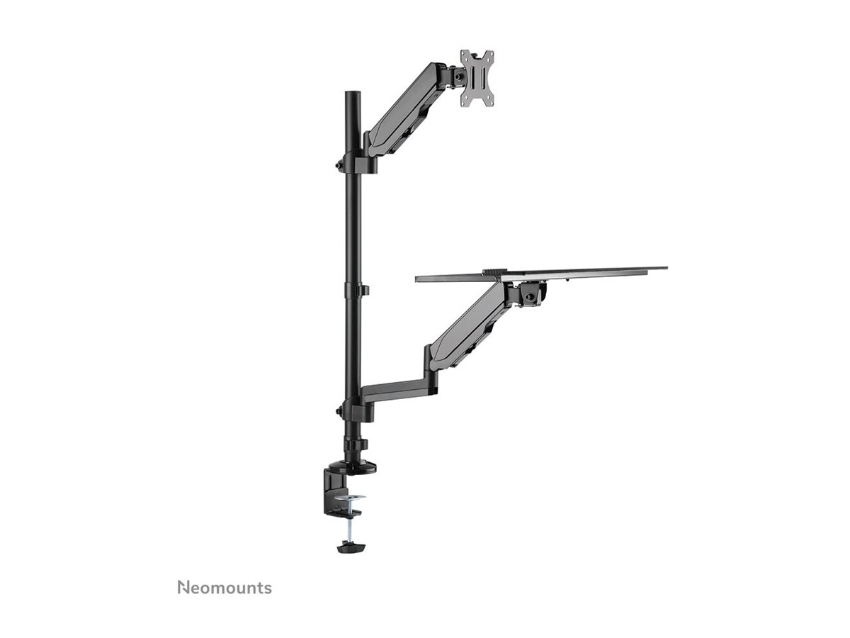 NEOMOUNTS desk mounted sit-stand workstation Screen Keyboard & Mouse