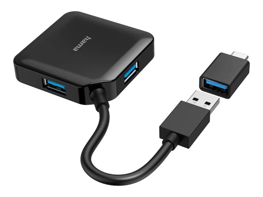 hama USB-Hub 4-fach schwarz