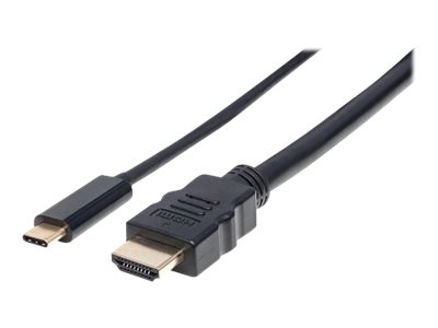 MANHATTAN USB Typ C auf HDMI-Adapterkabel 2m Konvertiert das Alternate-Mode-Signal in ein HDMI 4K-Ausgangssignal schwarz