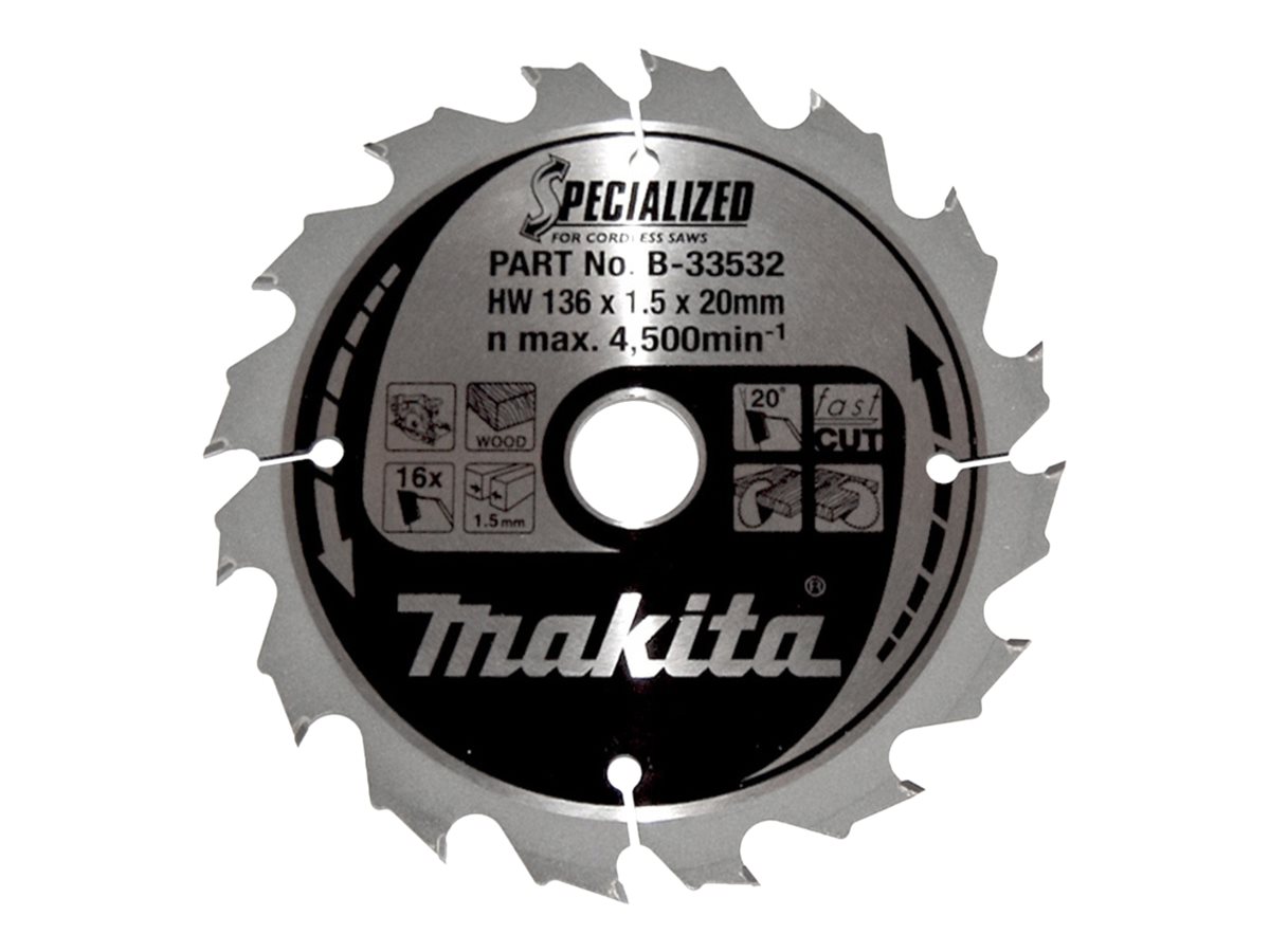makita B-33532 SPECIALIZED KreissÃ¤geblatt 136,0 mm, 16 ZÃ¤hne