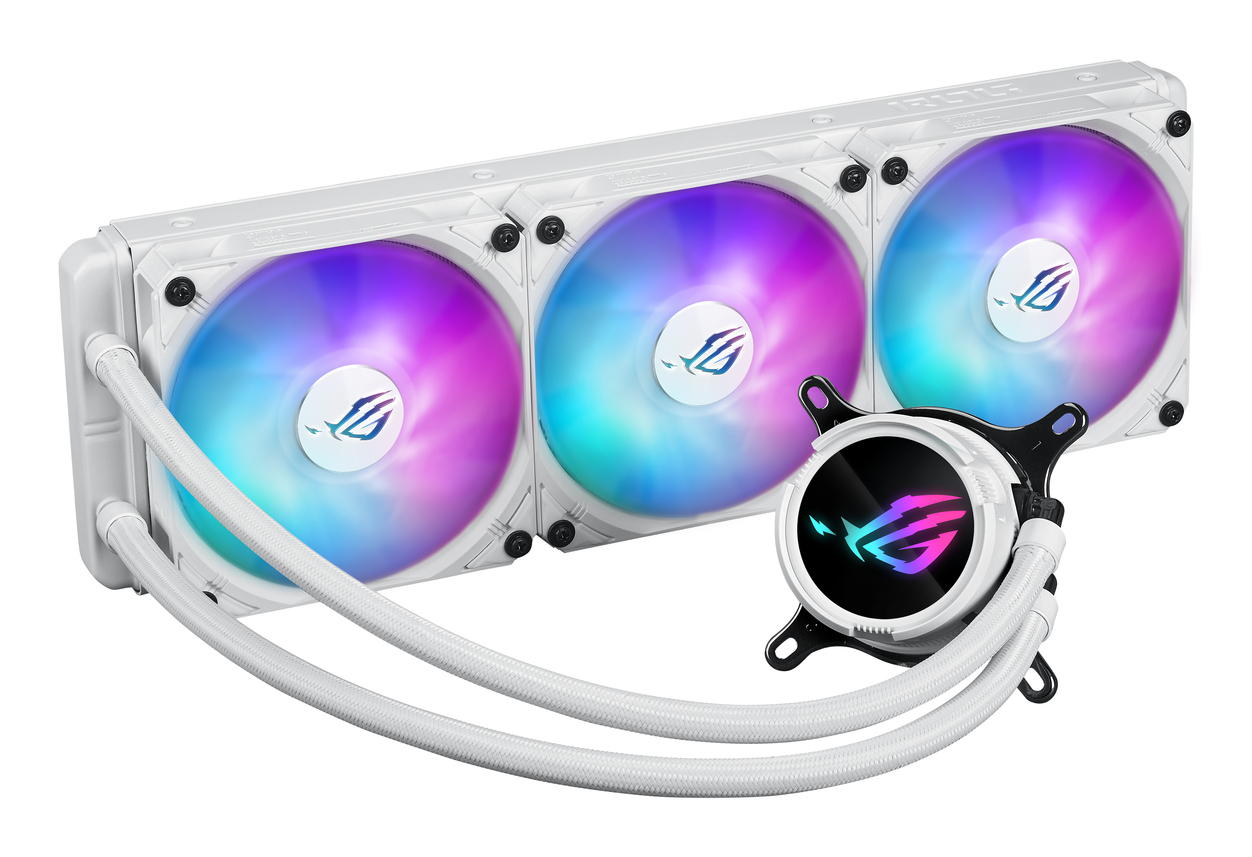 ASUS ROG Strix LC III 360 ARGB WHT allinone CPU liquid cooler with 360 rotatable water block Premium ROG ARGB fans
