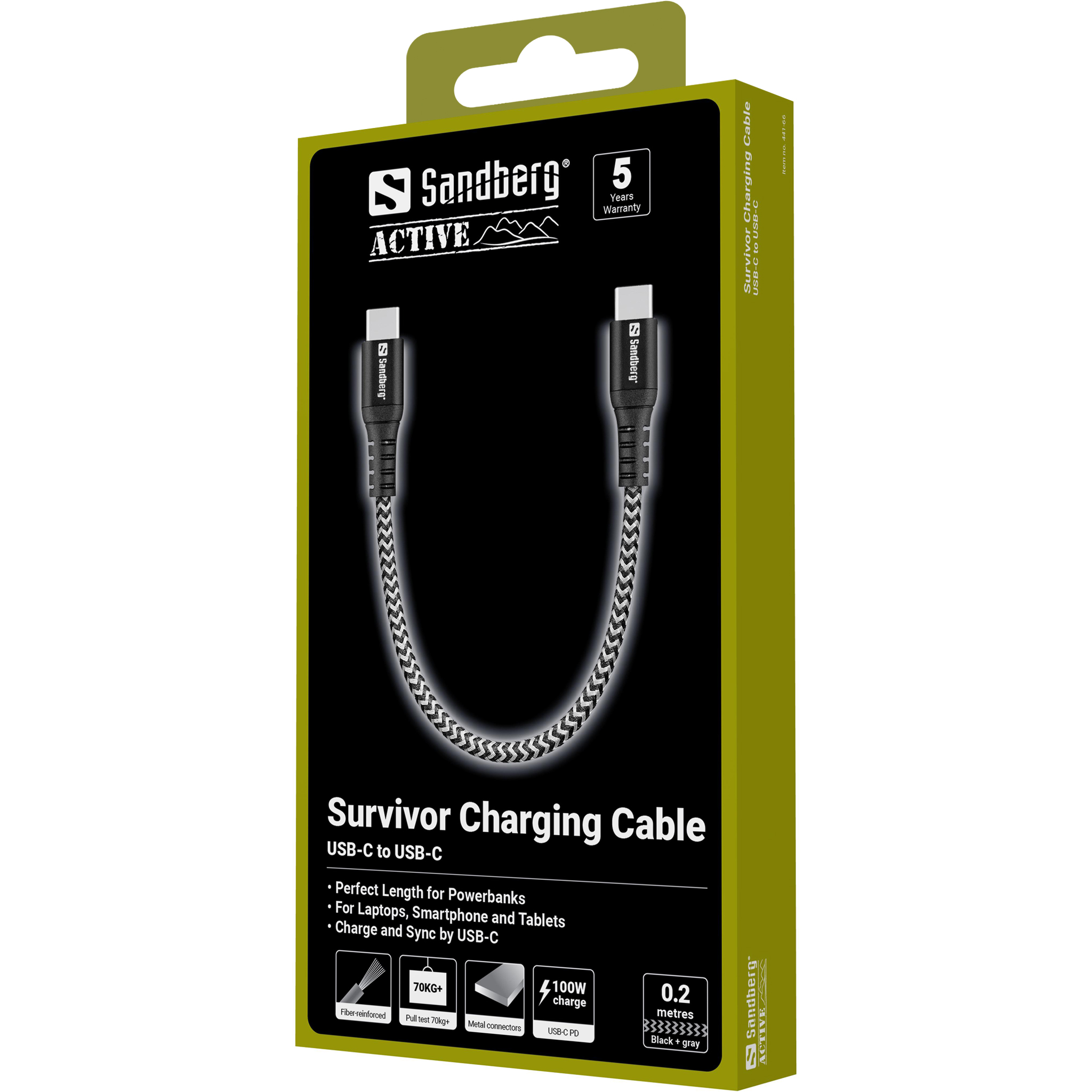 SANDBERG Survivor USB-C Kabel 0.2M 100W