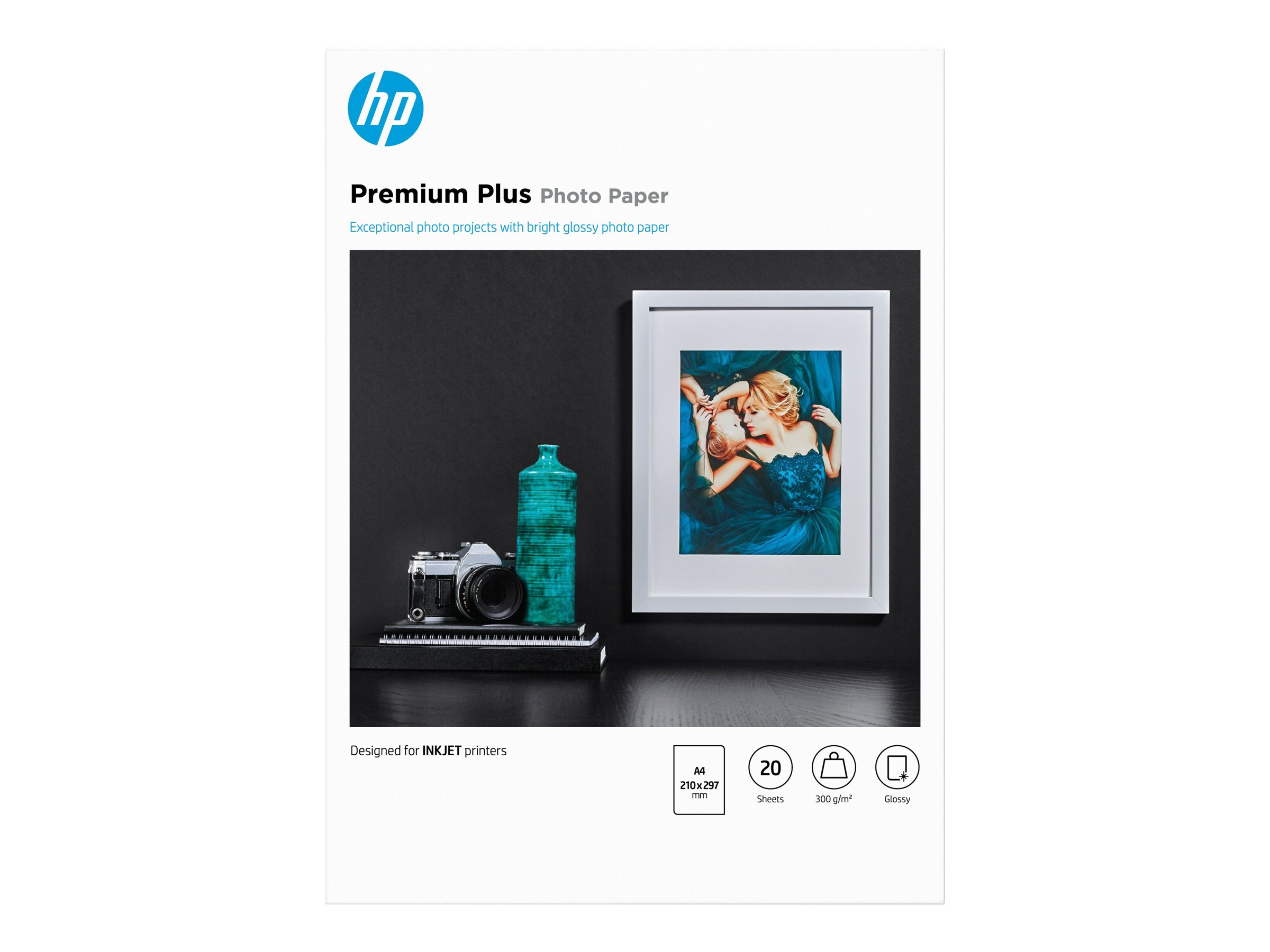 HP CR672A Premium Plus  glänzend  Foto Papier weiss 300g/m2 A4 20 Blatt 1er-Pack