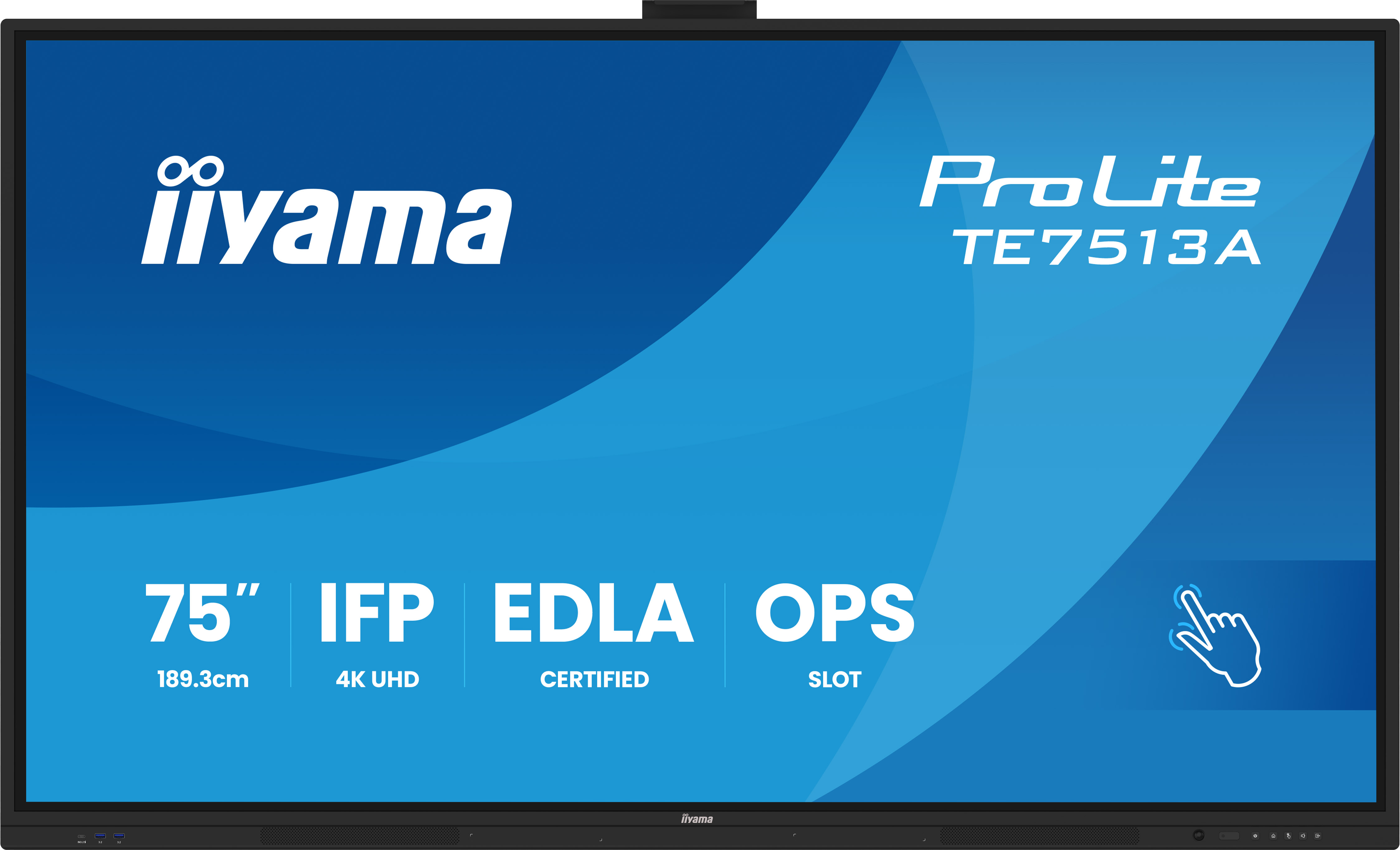 IIYAMA TE7513AB1AG 190,5cm 75Zoll iiWare21E EDLA GoogleGMSapps Android 14 8128GB 40Points PureTouch IR 3840x2160 UHD IPS