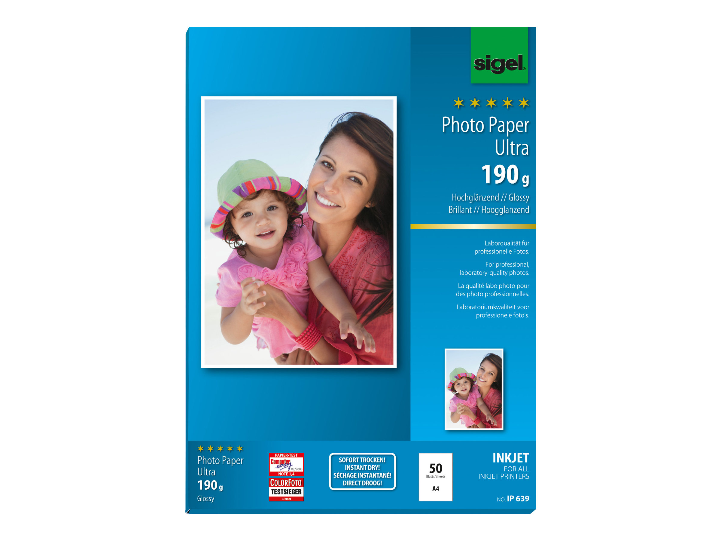 SIGEL Fotopapier IP639 DIN A4 hochglaenzend 190 g/qm 50 Blatt SIGEL Fotopapier IP639 DIN A4 hochglaenzend 190 g/qm 50 Blatt