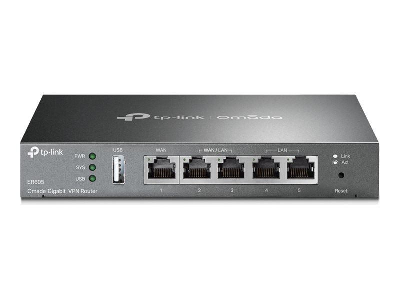 TP-LINK ER605 Omada Gigabit Multi-WAN VPN Router 1× Gigabit WAN 2× Gigabit WAN/LAN 2× Gigabit LAN 1x USB 2.0 VPN