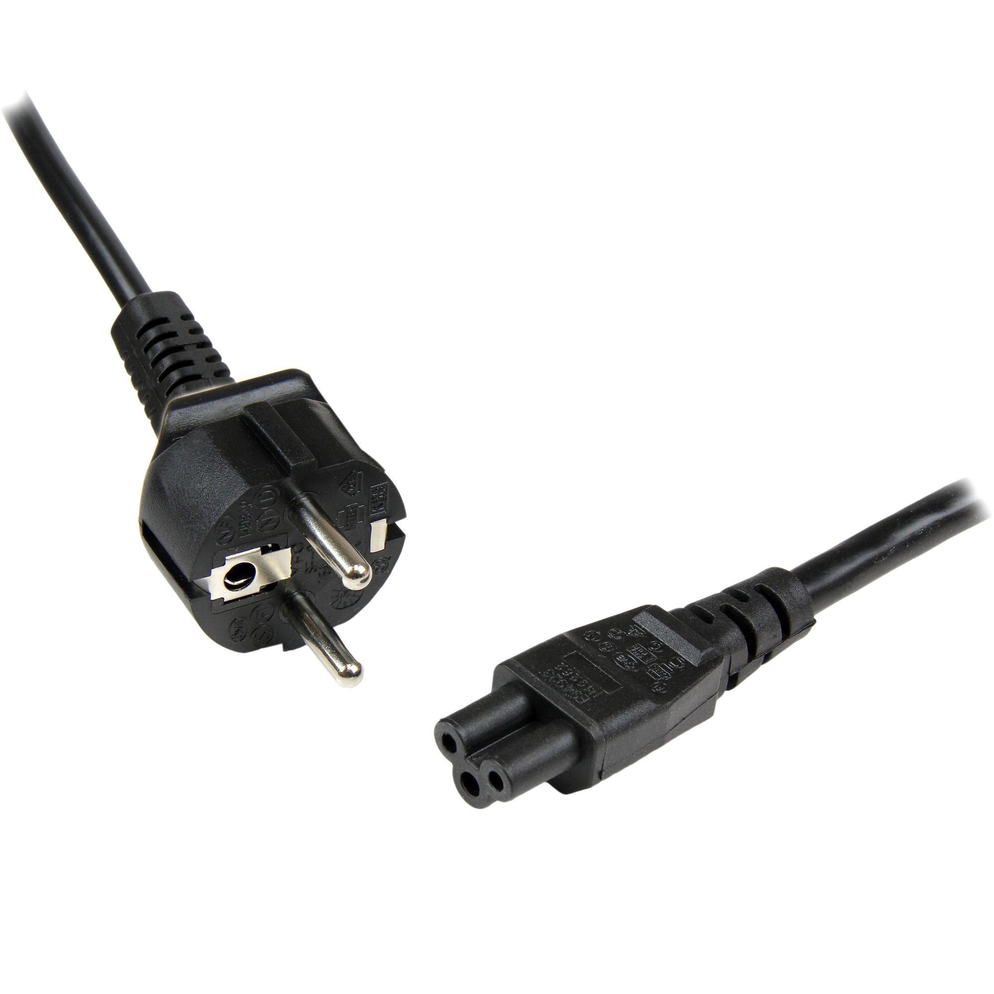 STARTECHCOM 2m 3 Prong Laptop Power Cord Schuko CEE7 to C5 Clover Leaf Power Cable Lead