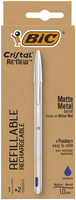 BIC Kugelschreiber Cristal ReNew metallic-silber, Schreibfarbe: blau, 1 Set