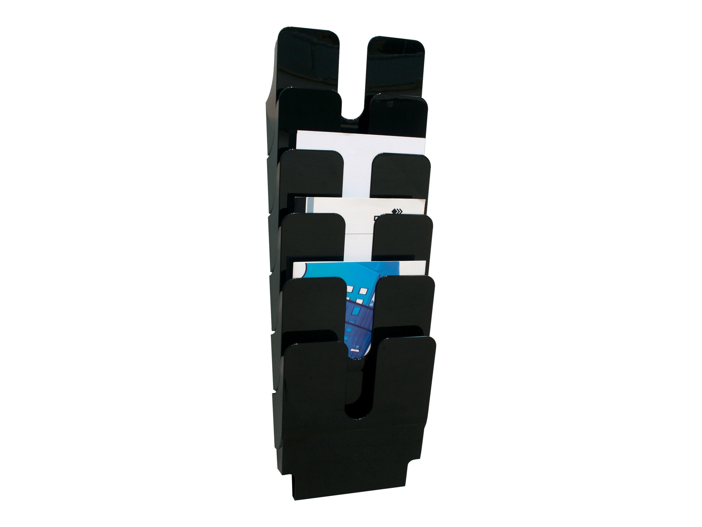 DURABLE Wandprospekthalter Flexiplus schwarz DIN A4 hoch 6 Faecher