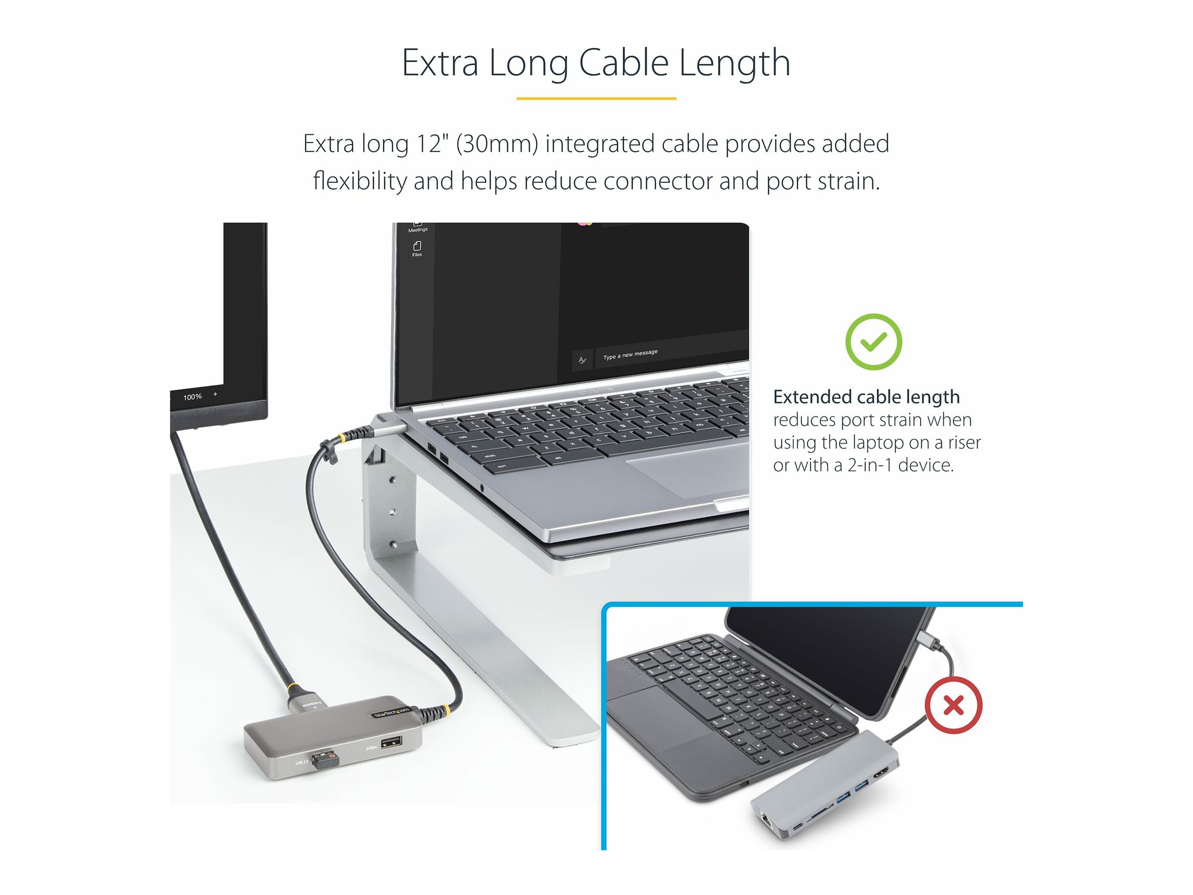 STARTECH.COM USB-C Multiport Adapter 4K 60Hz HDMI 3 Port USB Hub 100W PD Works with Chromebook-Laptop Dockingstation - Reiseadapter