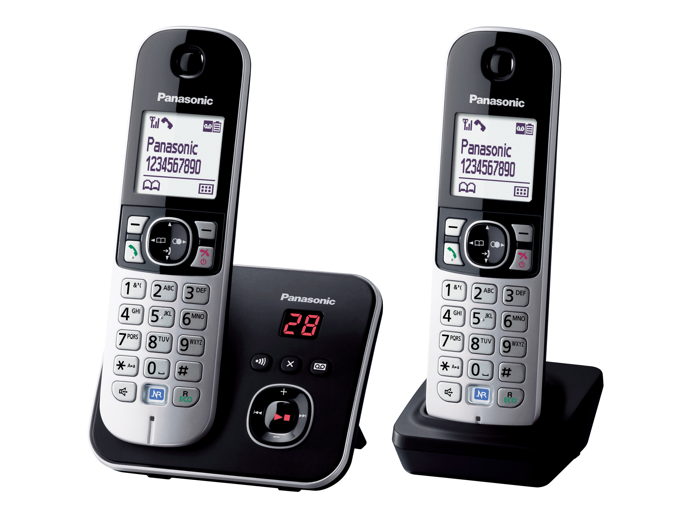 Panasonic KXTG6822GB Schnurloses TelefonSet mit Anrufbeantworter schwarzsilber