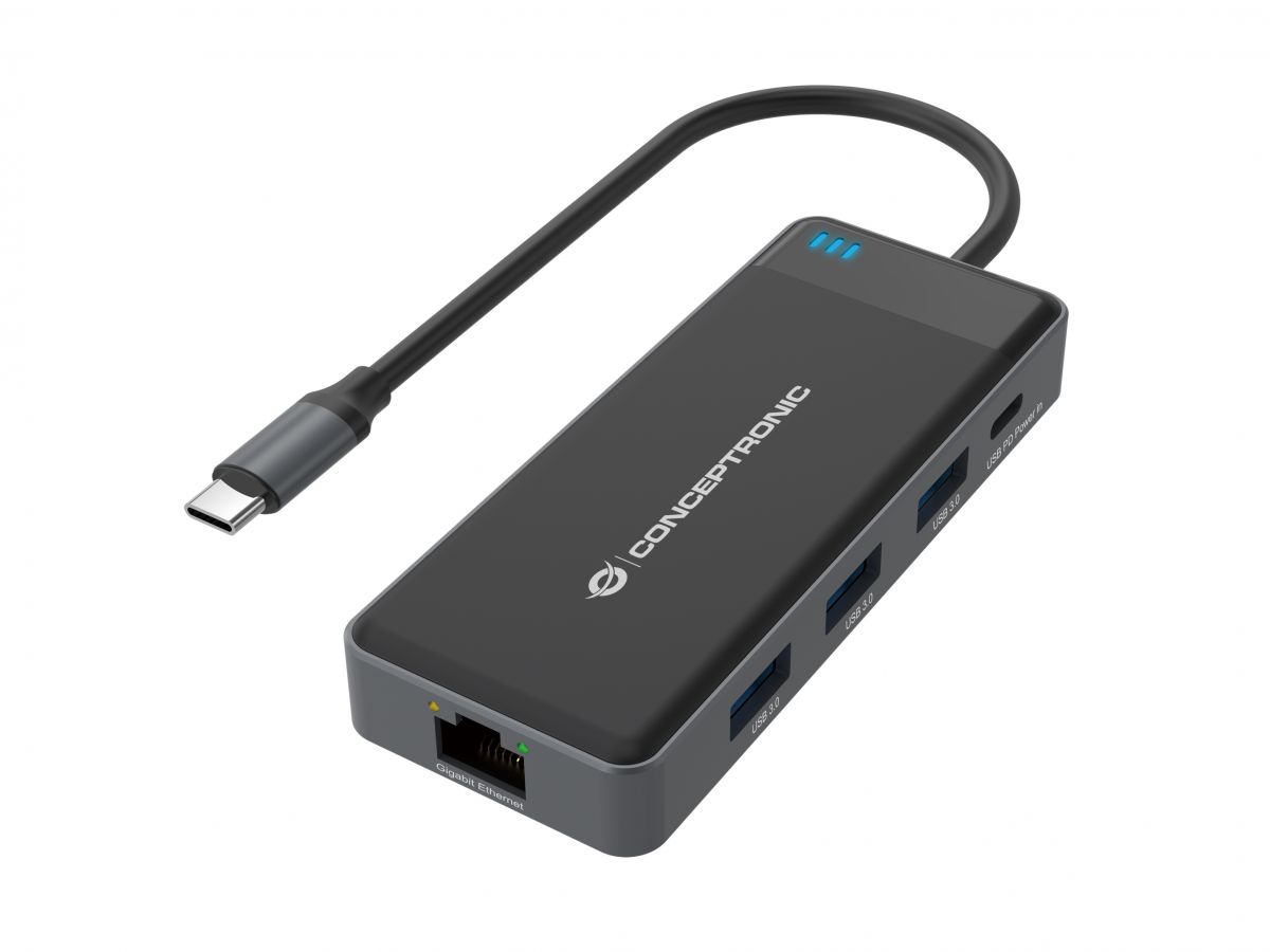 CONCEPTRONIC 71 Dock USBC2xHDMI3xUSBAGbE 25cm gr