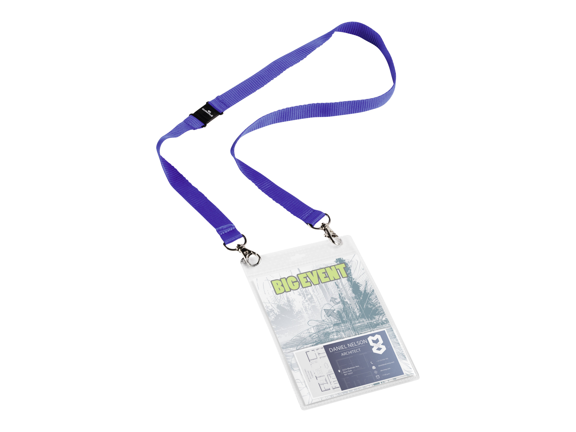 10 DURABLE EVENT Namensschilder mit Textilband 10,5 x 14,8 cm