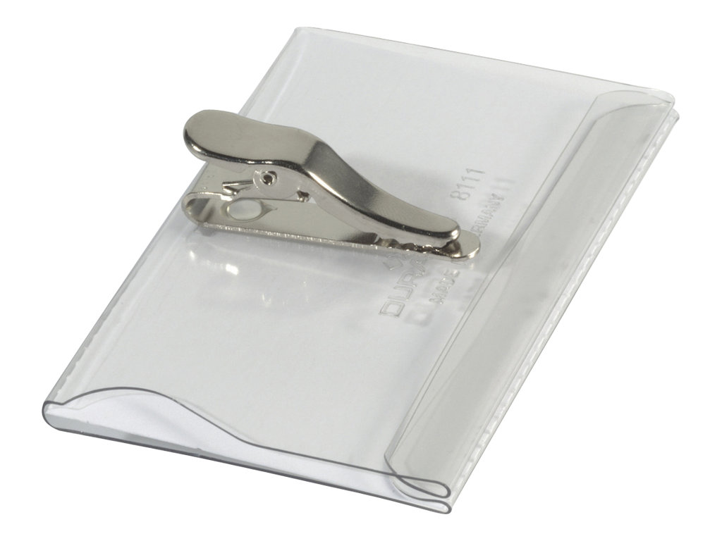 25 DURABLE Namensschilder mit Krokoklemme 9,0 x 5,4 cm