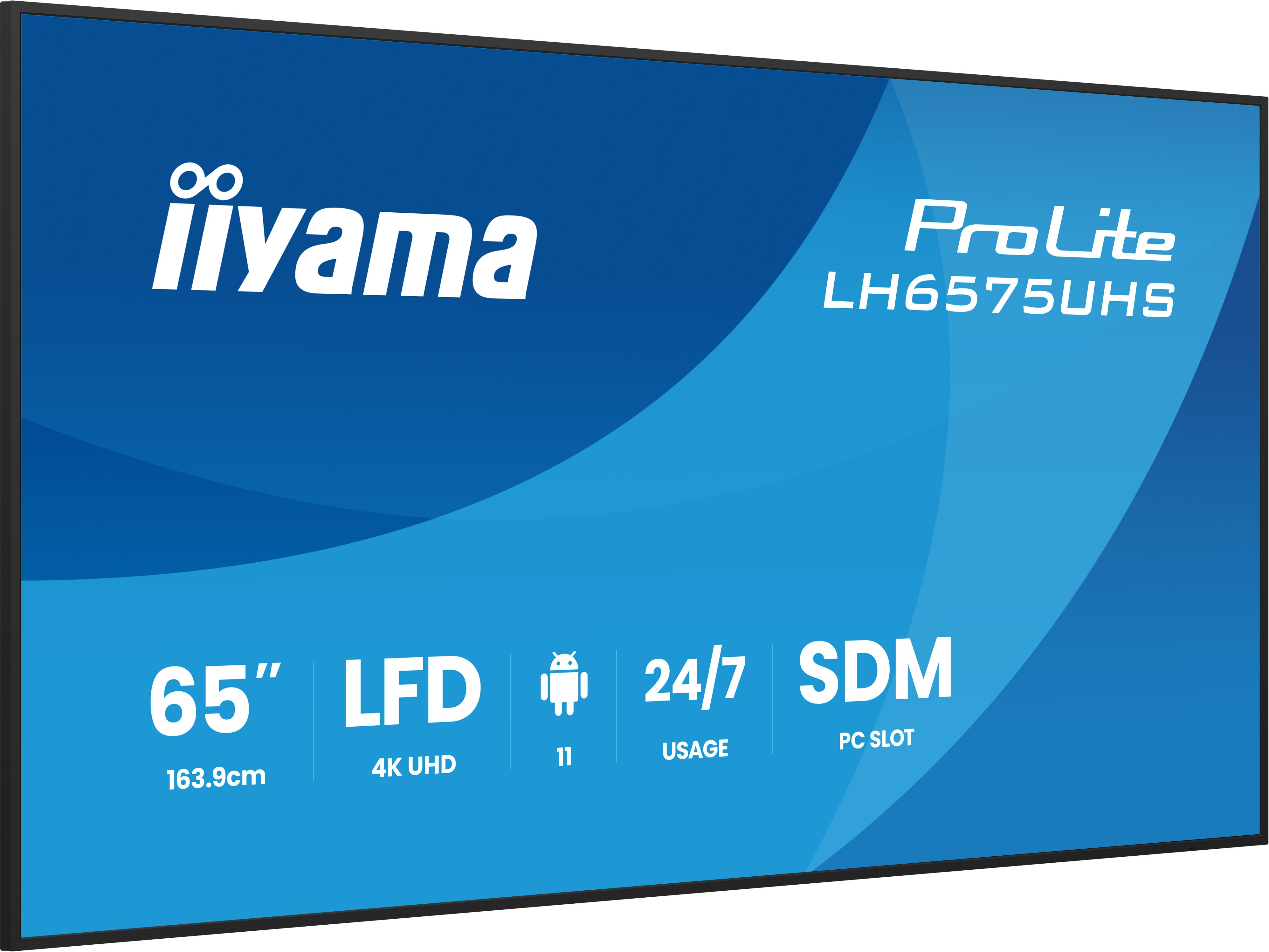 IIYAMA LH6575UHSB2AG 165,1cm 65Zoll 3840x2160 UHD IPS panel Haze 25Percent 500cdm Landscape and Portrait
