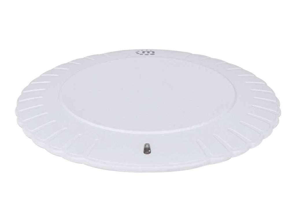 MANHATTAN Kabelloses Induktionsladegerät 5 W Qi-zertifizierter Wireless Charger sichere Ladung mit 5 W 5 V/1 A rundes Ladepad weiss