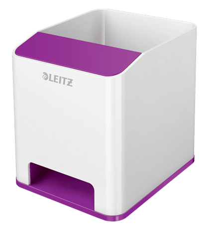 LEITZ Stiftehalter WOW Duo Colour perlweissviolett Polystyrol 2 Faecher 9,0 x 10,1 x 10,0 cm