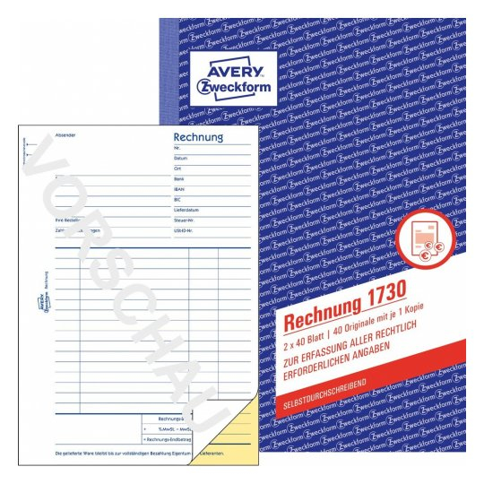 AVERY Zweckform Rechnung Formularbuch 1730