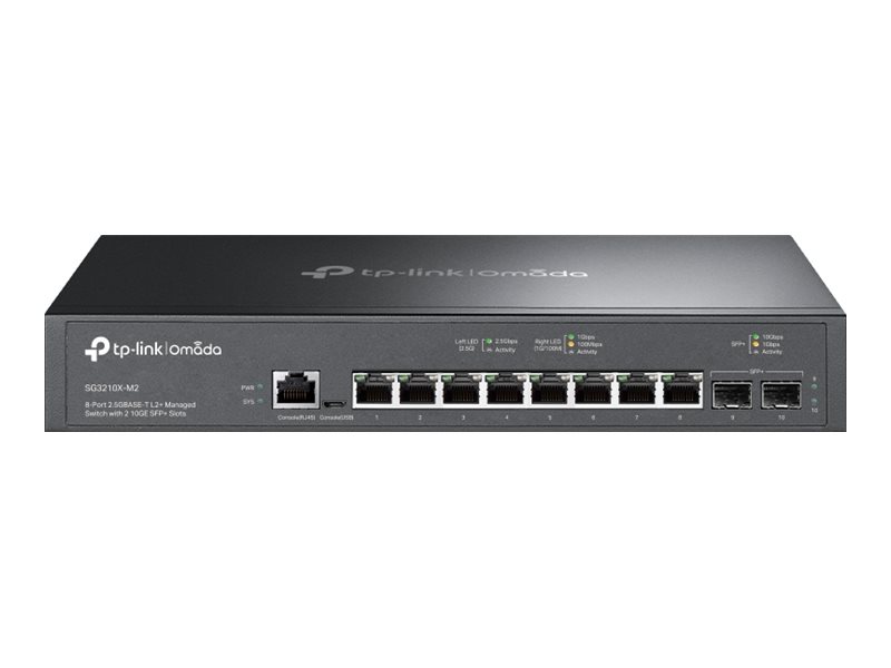 TP-LINK SG3210X-M2 Omada 8-Port 2.5GBASE-T L2+ managed Switch 8x 2.5G 2x 10G SFP+ 1x RJ45/Micro-USB Console Port TP-LINK SG3210X-M2 Omada 8-Port 2.5GBASE-T L2+ managed Switch 8x 2.5G 2x 10G SFP+ 1x RJ45/Micro-USB Console Port