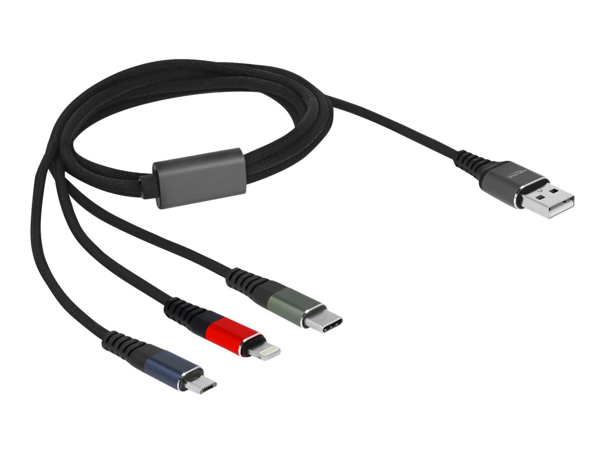 Delock USB Ladekabel 3 in 1 fuer Lightning / Micro USB / USB Type-C 1 m Delock USB Ladekabel 3 in 1 fuer Lightning / Micro USB / USB Type-C 1 m