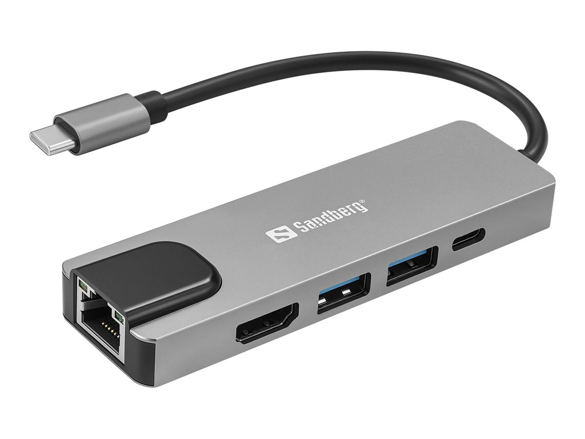 SANDBERG USB-C 5in1 Travel Dock USB-C HDMI 1GbE
