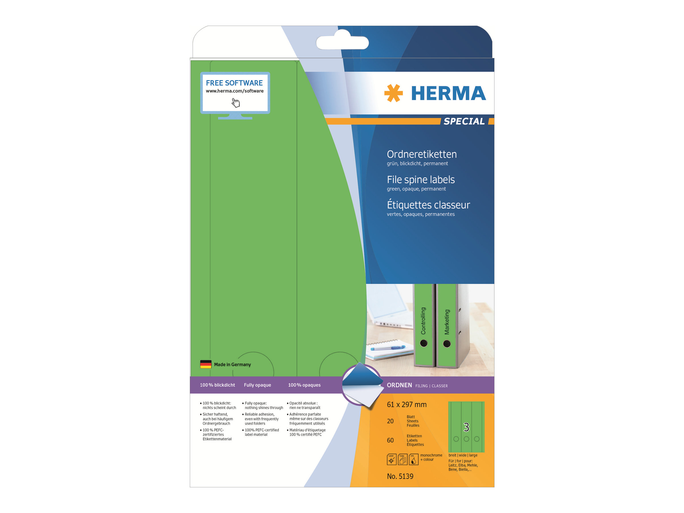 60 HERMA Ordneretiketten 5139 gruen 60 HERMA Ordneretiketten 5139 gruen