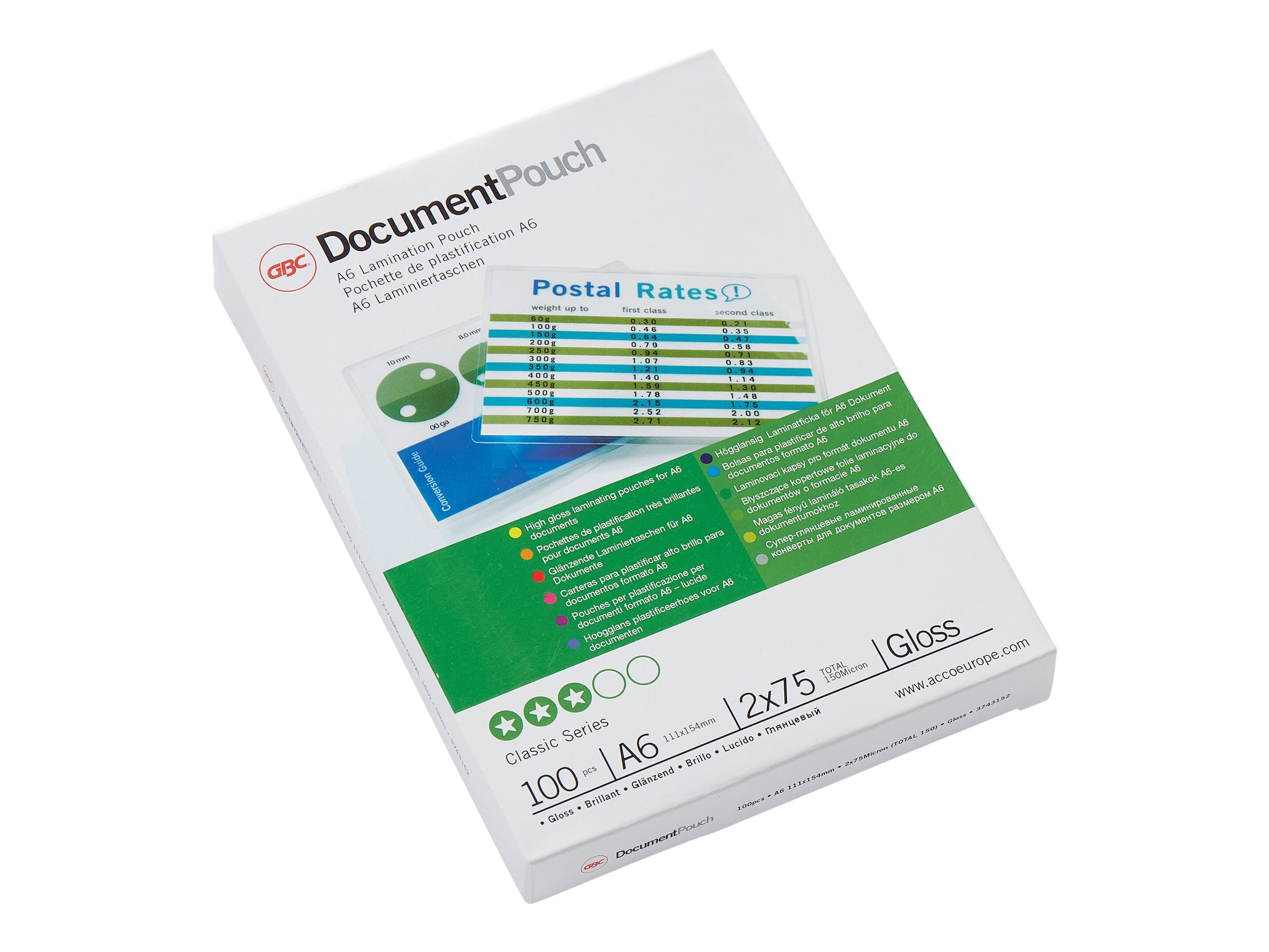 100 GBC Laminierfolien glänzend für A6 75 micron 100 GBC Laminierfolien glänzend für A6 75 micron