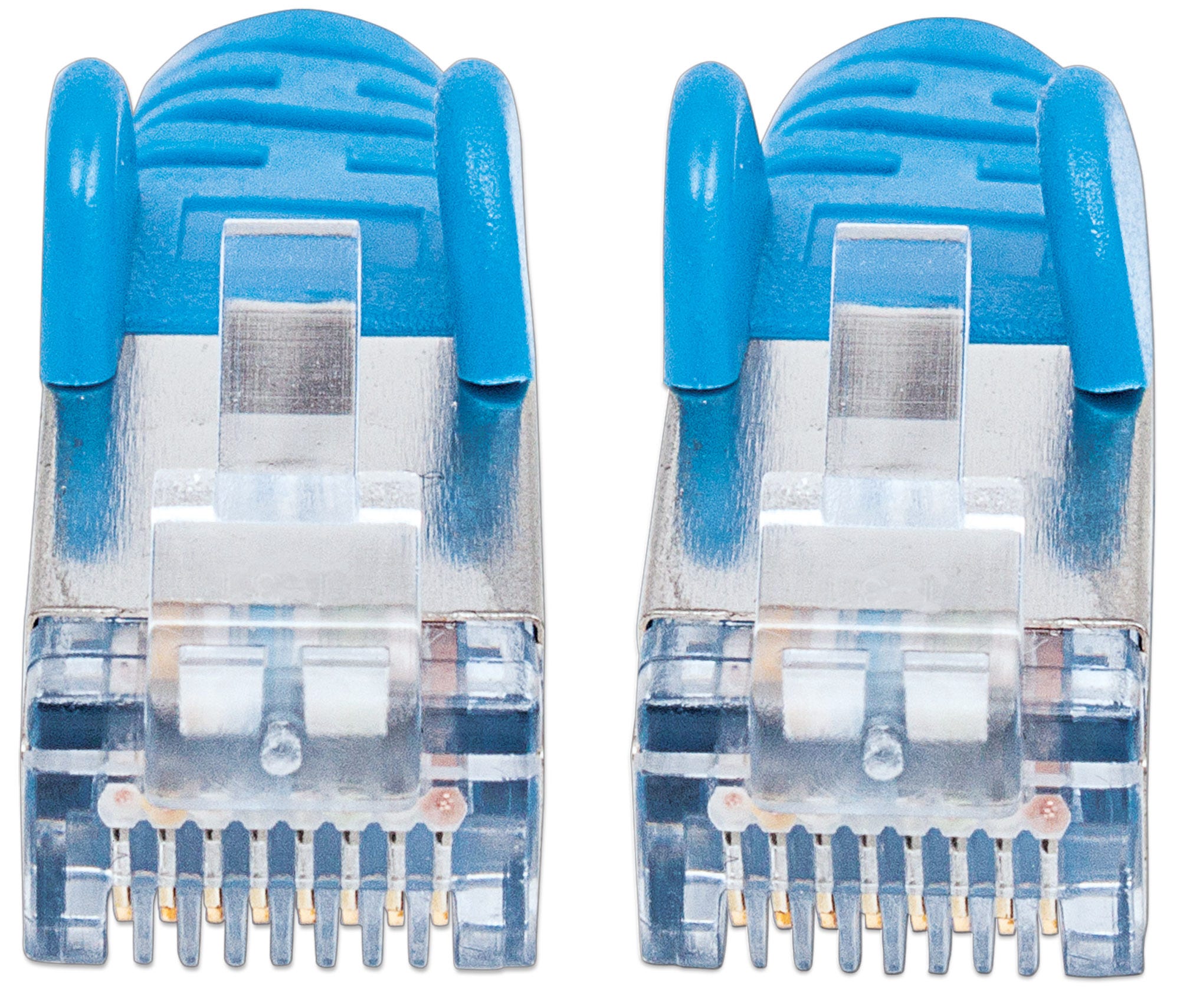 INTELLINET Netzwerkkabel Cat6A SFTP CU LS0H 0,50m Blau RJ45 Stecker RJ45 Stecker Vergoldete Kontakte