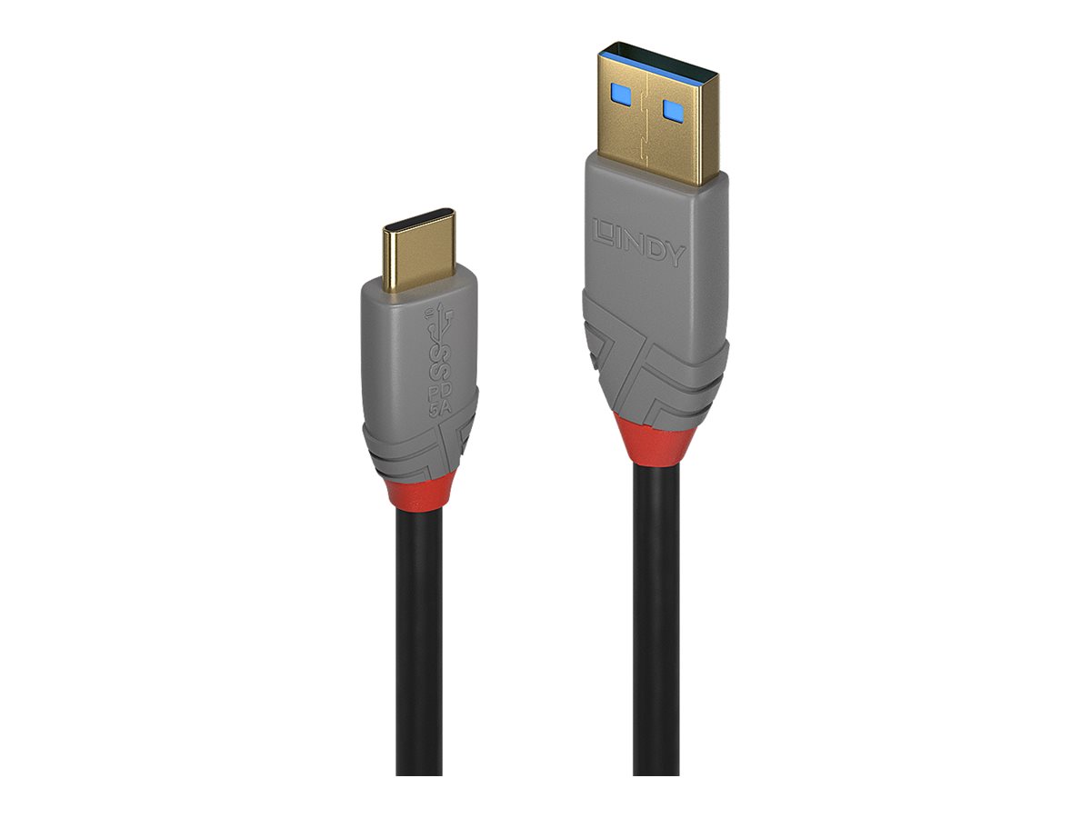 LINDY 2m USB 3.2 Typ A an C Kabel 5A PD Anthra Line