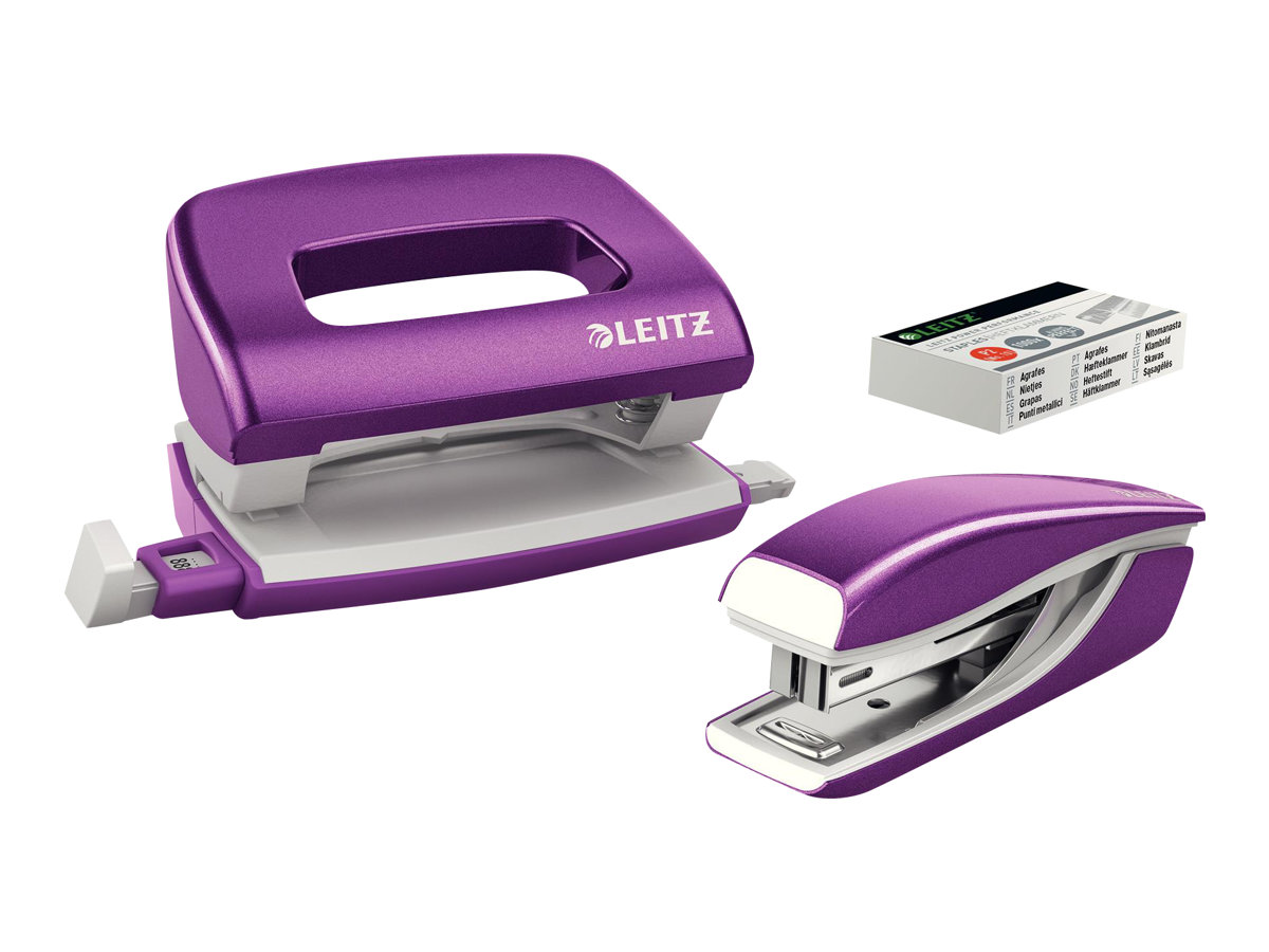 LEITZ Locher und Heftgeraete Set NeXXt WOW lila-metallic LEITZ Locher und Heftgeraete Set NeXXt WOW lila-metallic