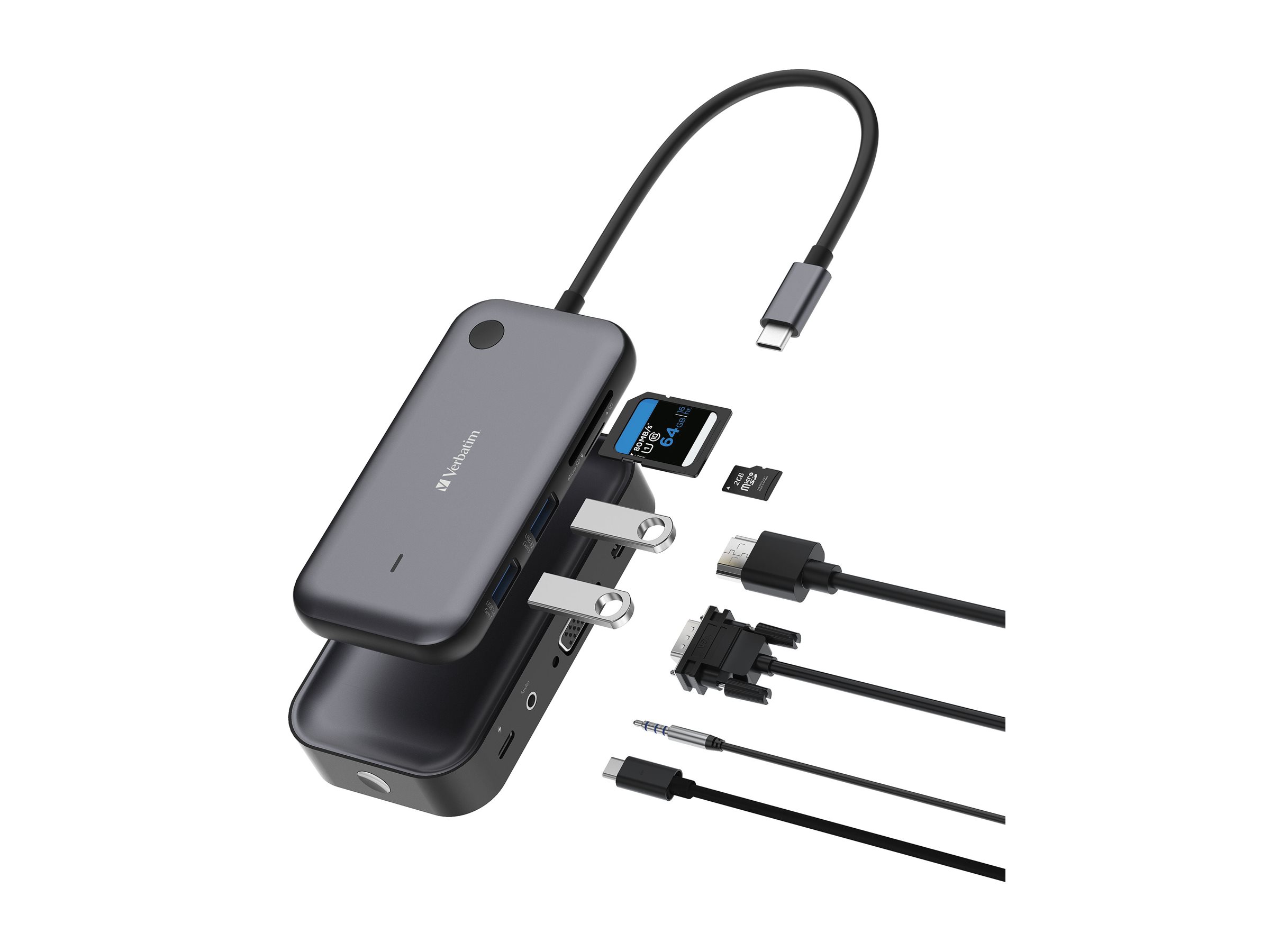 Verbatim USB-C-Wireless-Display-Adapter 1080P mit Hub WDA-01