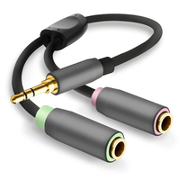 helos Adapterkabel, Klinke 3,5mm Stecker2x Klinke 3,5mm Buchse,PREMIUM, schwarz