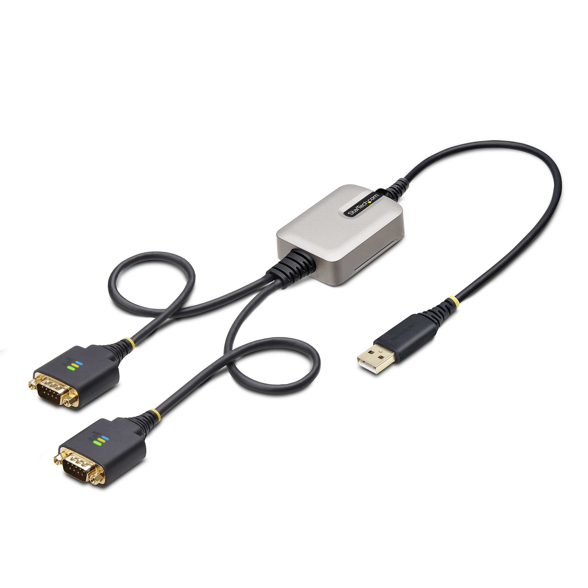 STARTECHCOM 60cm 24Zoll 2Port USB auf Seriell Adapter COMRetention,FTDI USBA zu DB9 RS232 Kabel Wechselbare SchraubenMuttern