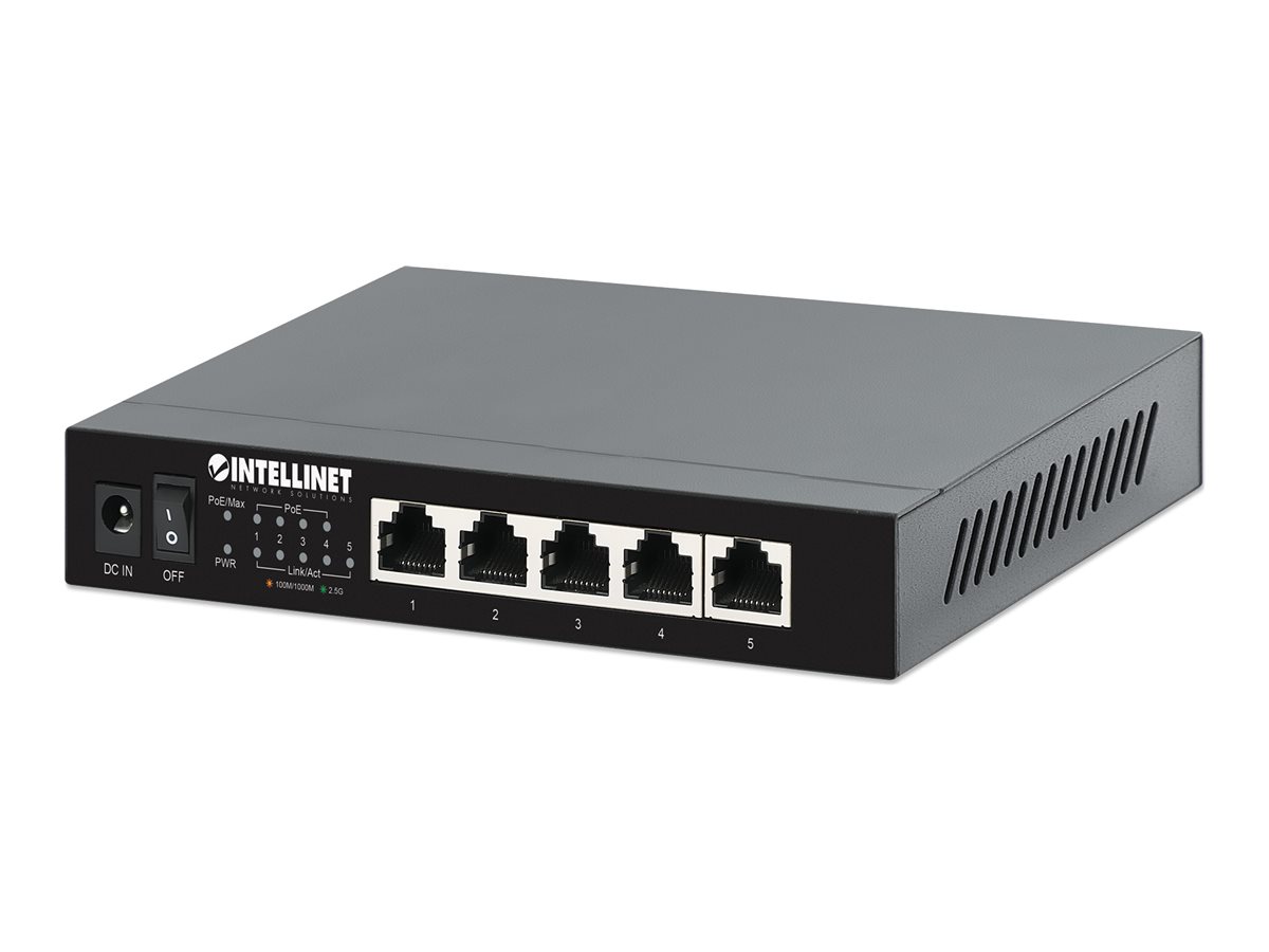 5-Port 2,5G Ethernet PoE+ Switch 4x PSE PoE+ Ports 55 W PoE-Leistungsbudget Unmanaged optionale Wandmontage