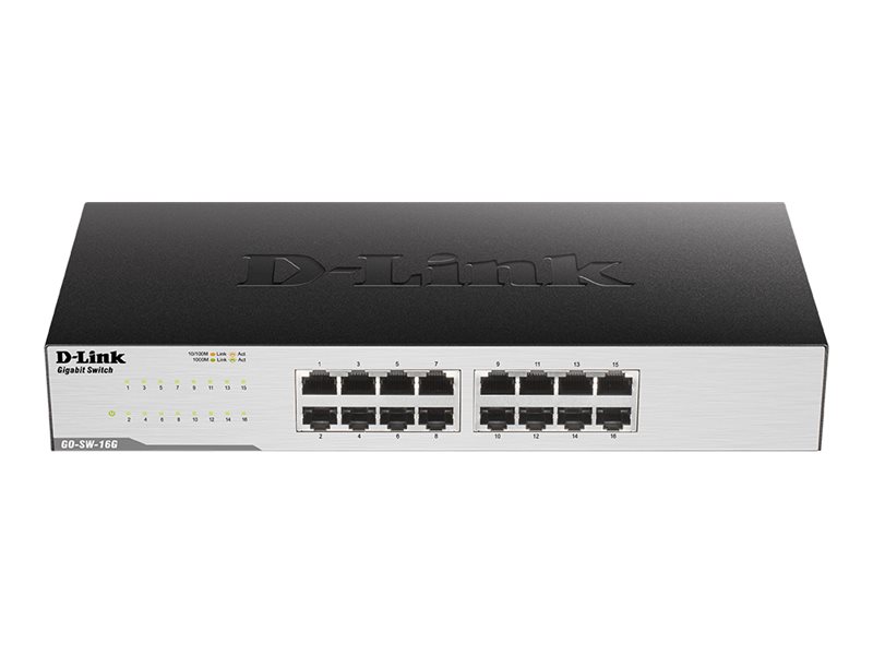 D-LINK GO-SW-16G 16-Port Gigabit Easy Desktop Switch 16x 10/100/1000 Mbps LAN Ports 32 Gbps Kapazitaet
