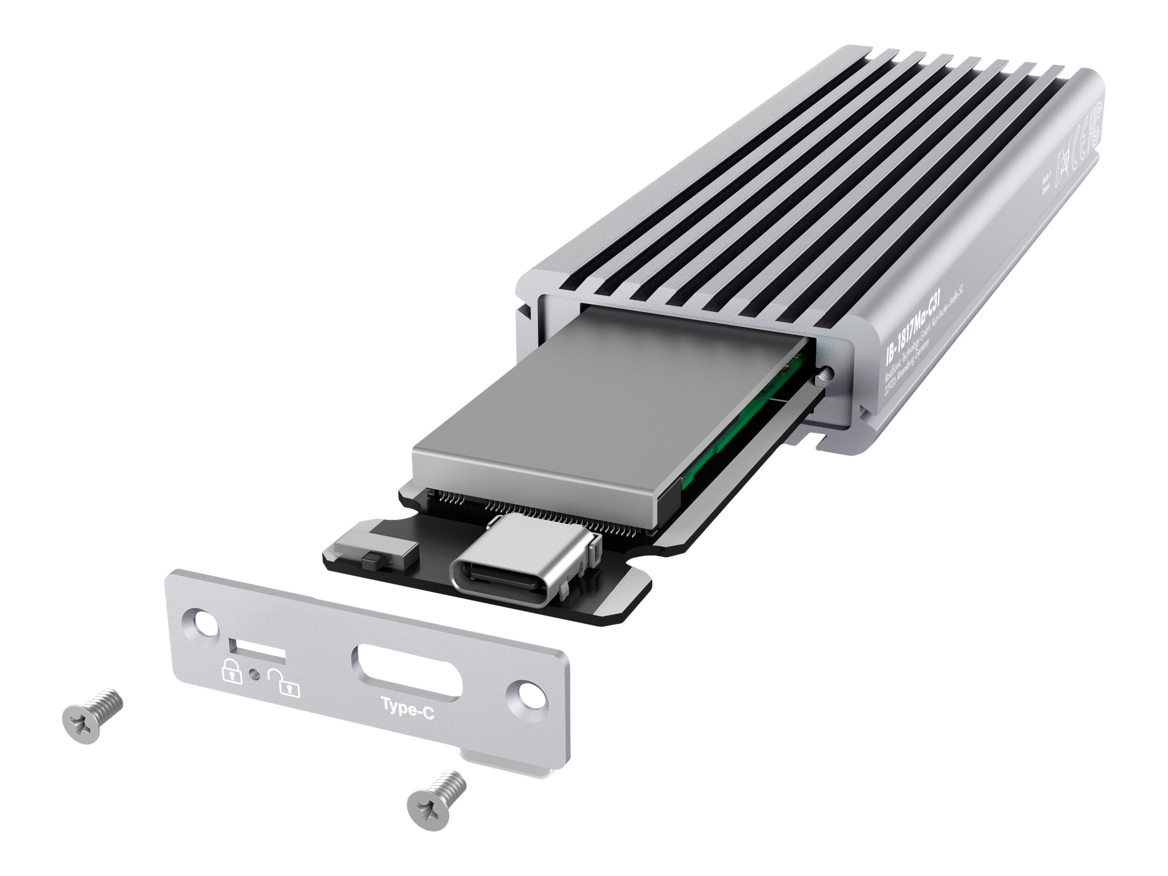 ICY BOX IB-1817Ma-C31 Externes Type-C Gehaeuse fuer M.2 NVMe SSD Aluminiumgehaeuse im innovativen Kuehlrippendesign
