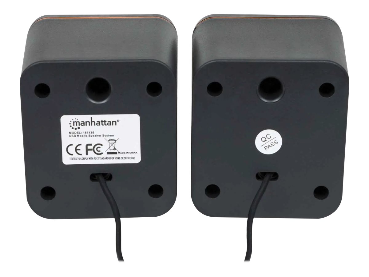 MANHATTAN 2600 Series Stereolautsprecher über 3,5 mm-Klinkenstecker Strom über USB-A kompaktes Format für PCs und Notebooks schwarz