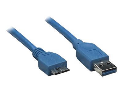 TECHLY USB3.0 Anschlusskabel blau 2m Stecker Typ A auf Stecker Typ Micro B