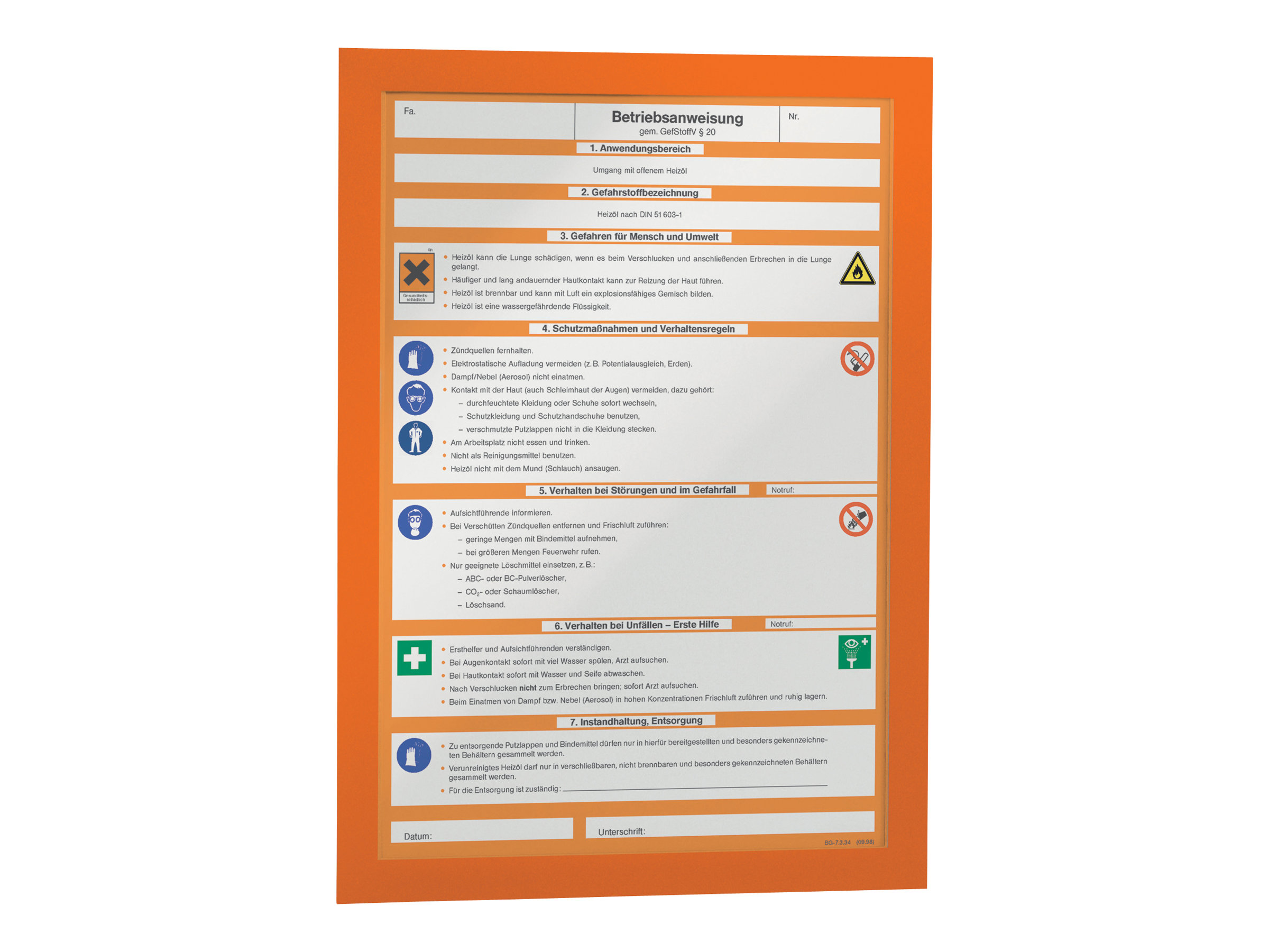 DURABLE Magnetrahmen DURAFRAME MAGNETIC A4 orange A4, 5 St