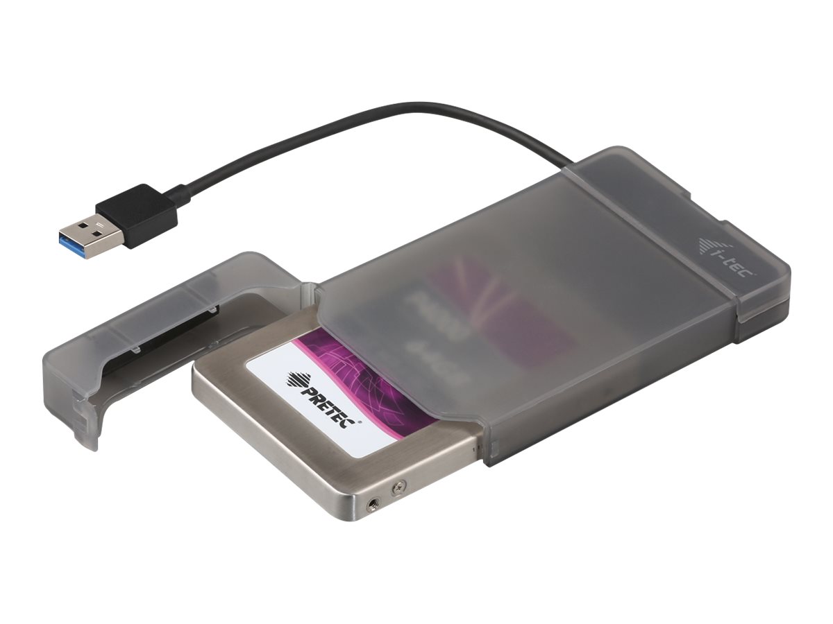 I-TEC USB 3.0 Advance MySafe Easy Gehaeuse 6,4cm 2,5Zoll Festplattengehaeuse fuer SATA HDD Festplatten, integriertes Kabel, schwarz